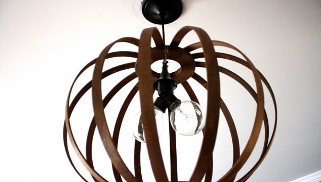MUST PIN! Totally genius idea for making a West Elm knock off Bentwood Pendant light. Full tutorial by Designer Trapped in a Lawyer's Body.
