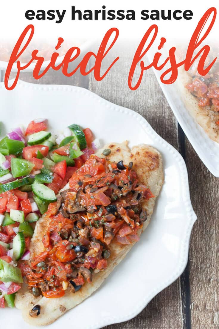 fried fish with harissa sauce