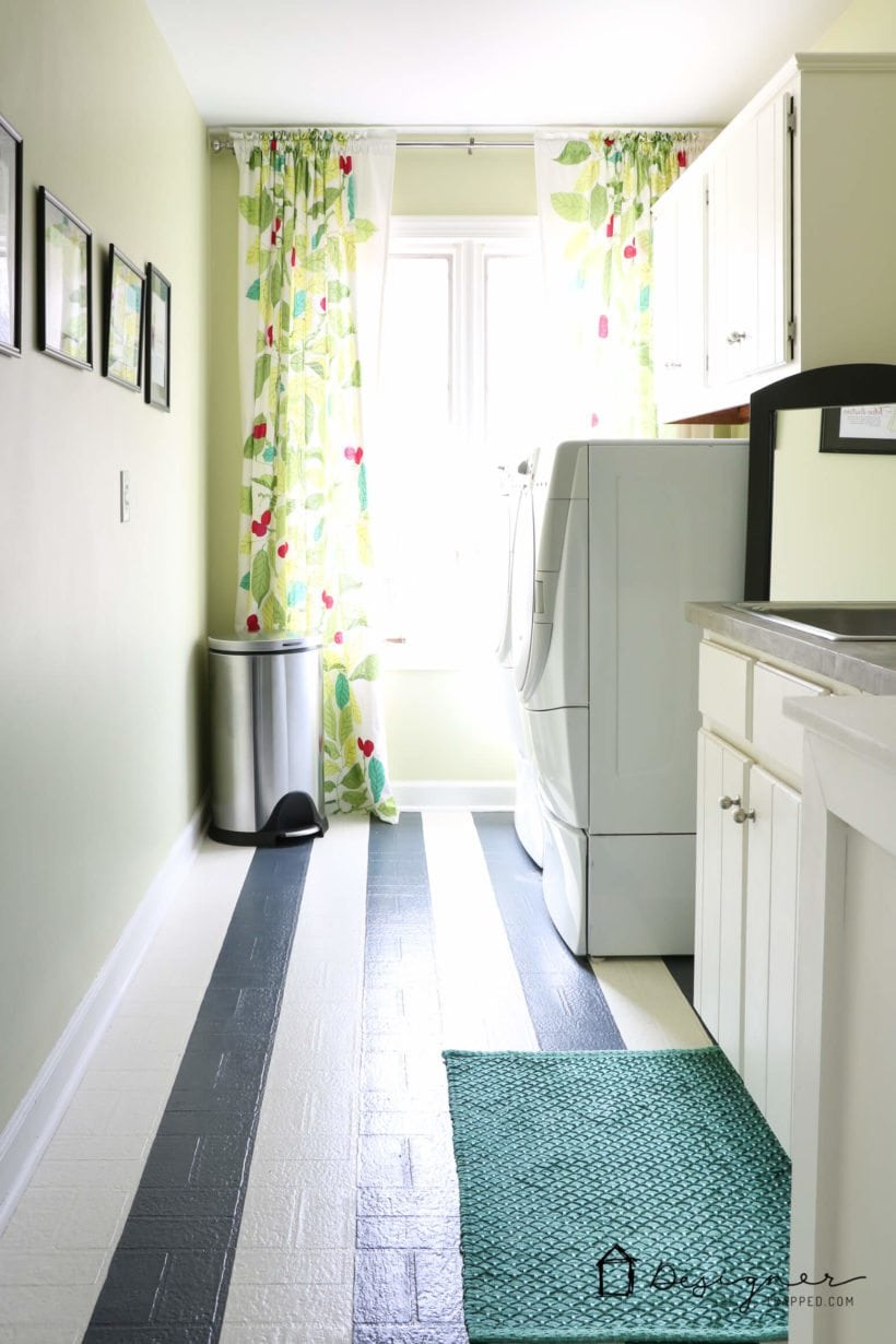 laundry room makeover with painted floor