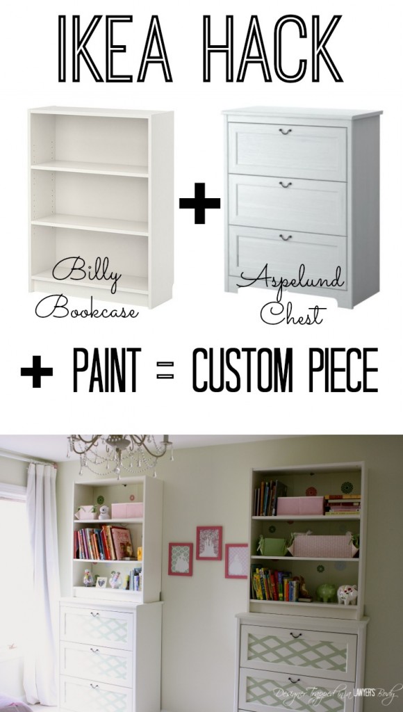 This is AWESOME! Using basic, inexpensive Ikea furniture and paint and stack them for the look of a totally custom piece! #ikeahack