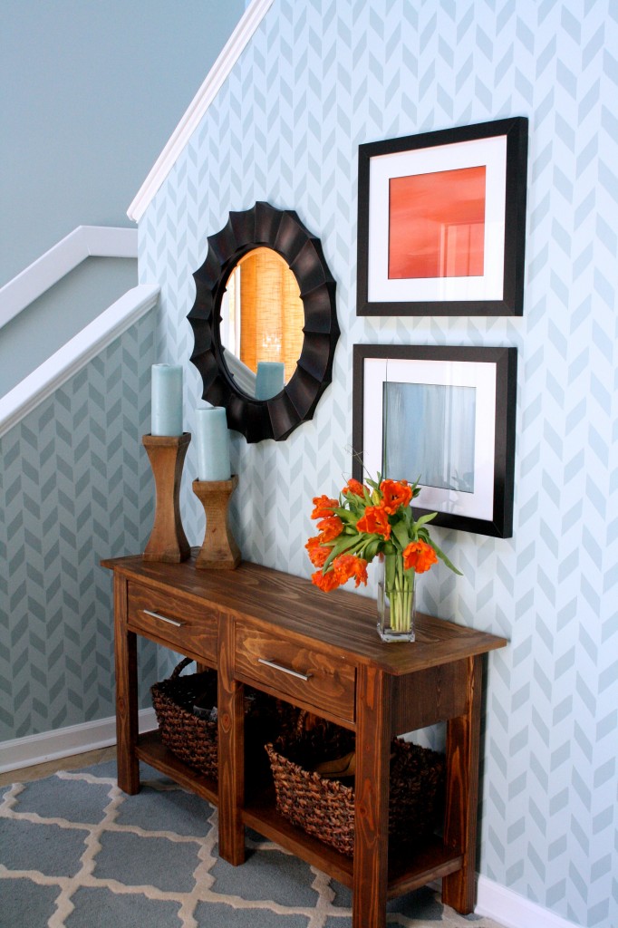 Herringbone Stenciled Wall by Designer Trapped in a Lawyer's Body {designertrapped.com}