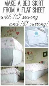 DIY bed skirt from a flat sheet. Full tutorial by Designer Trapped in a Lawyer's Body {designertrapped.com}