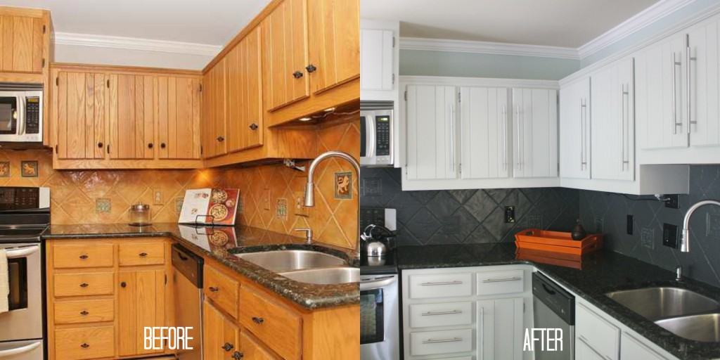 WOW! Budget kitchen remodel by Designer Trapped in a Lawyer's Body. Totally transformed with PAINT! #kitchenremodel