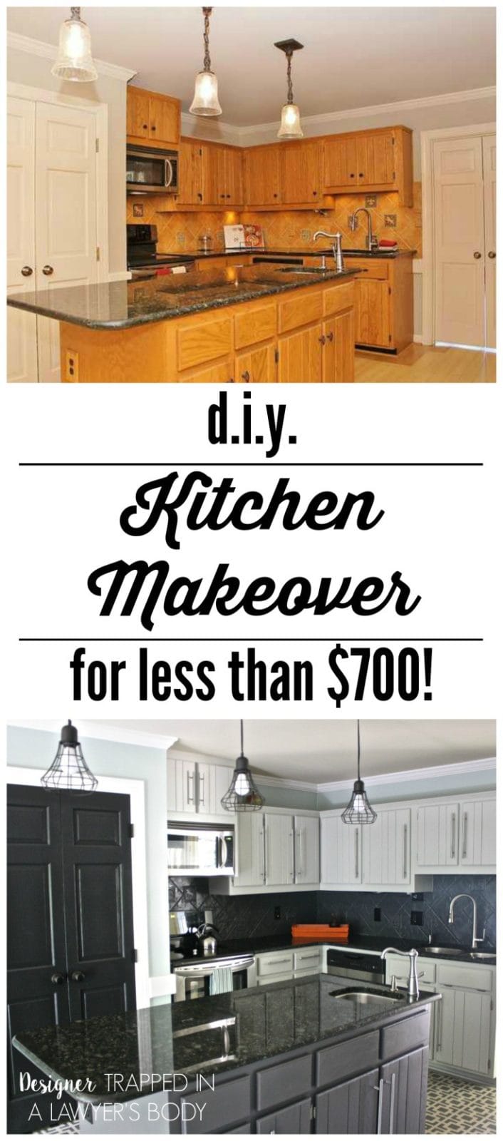WOW! Budget kitchen remodel by Designer Trapped in a Lawyer's Body. Totally transformed with PAINT! \