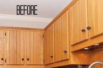 before picture of light wood cabinets