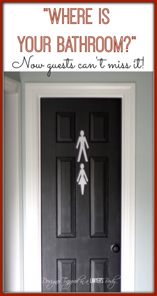 LOVE these cute bathroom signs! Funny, cute and functional--you no longer have to tell guests where your powder room is!