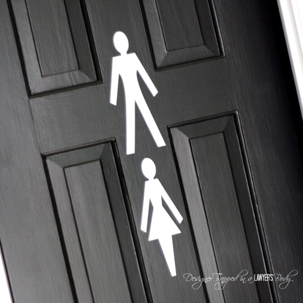 LOVE these cute bathroom signs! Funny, cute and functional--you no longer have to tell guests where your powder room is!