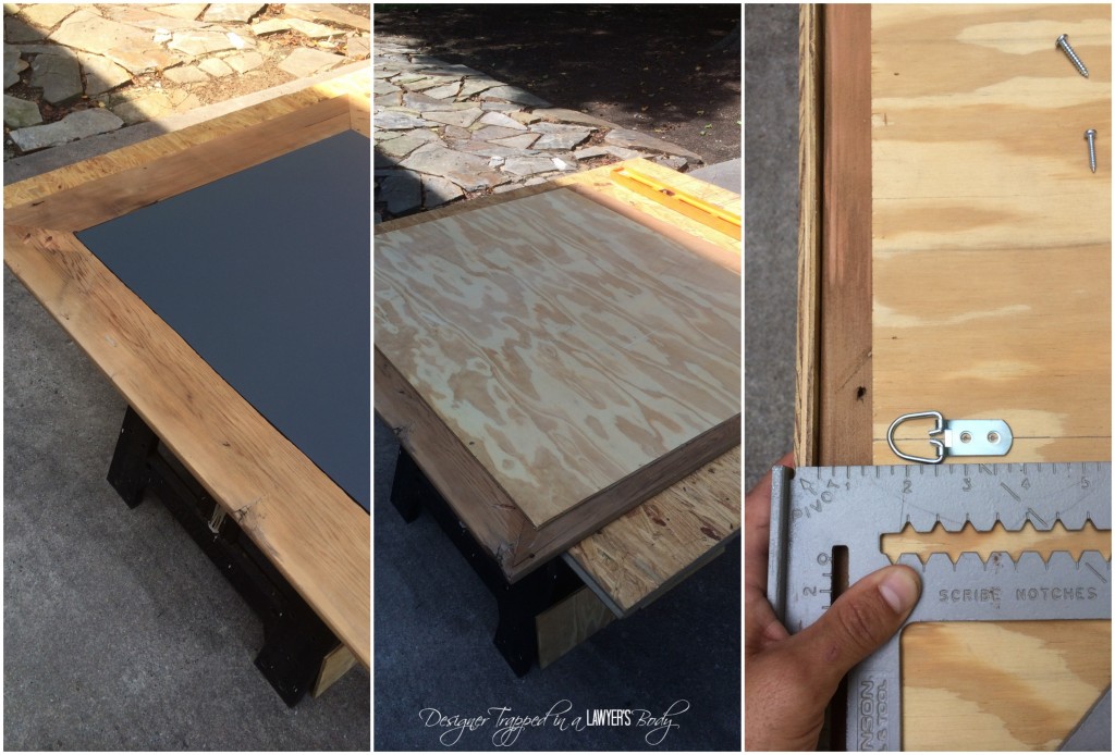 THIS IS AWESOME! Reclaimed wood mirror with concrete inlay! Full tutorial by Designer Trapped in a Lawyer's Body.