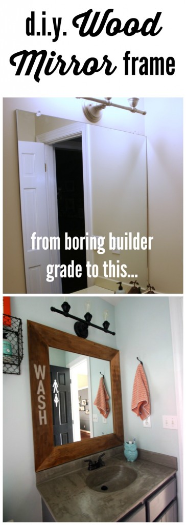 MUST PIN! Transform a builder grade mirror with wood and concrete! Full tutorial by Designer Trapped in a Lawyer's Body.