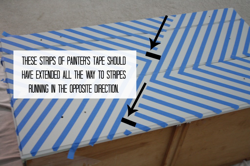 how to paint a dresser with geometric lines