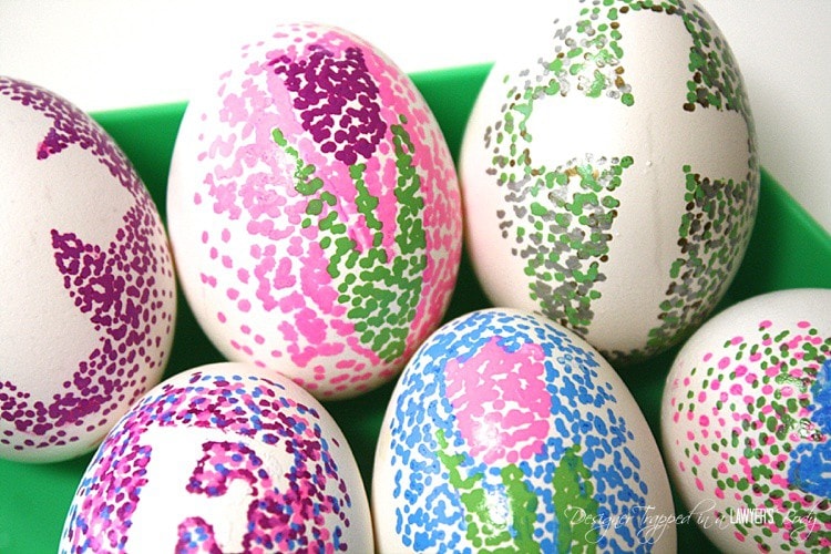 Easy Dotted Sharpie Easter Eggs