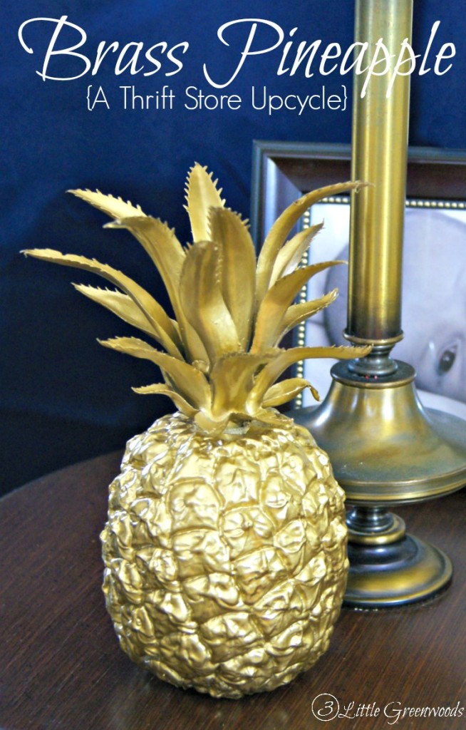 DIY Brass Pineapple {A Thrift Store Upcycle} Turn a cheap plastic pineapple into an awesome accessory! by 3 Little Greenwoods