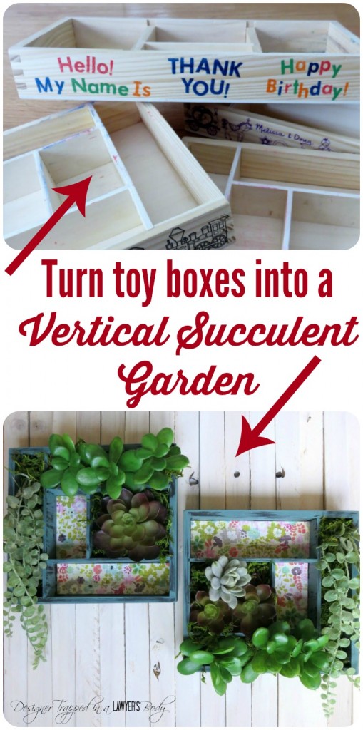 THIS IS AWESOME! Turn those leftover Melissa & Doug toy boxes into a stunning vertical succulent garden! Full tutorial by Average But Inspired for Designer Trapped in a Lawyer's Body!