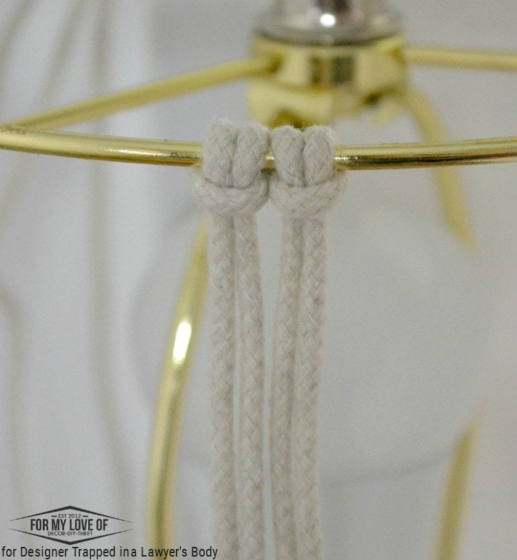 THIS IS AWESOME! Learn to make a DIY macrame lamp shade for a boho chic look on a budget! Full tutorial by For My Love Of for Designer Trapped in a Lawyer’s Body. 