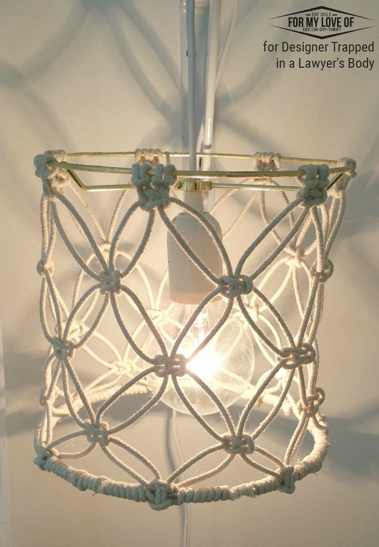 THIS IS AWESOME! Learn to make a DIY macrame lamp shade for a boho chic look on a budget! Full tutorial by For My Love Of for Designer Trapped in a Lawyer’s Body. 