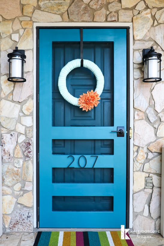 diy screen door painted with teal blue color velvet curtains valspar