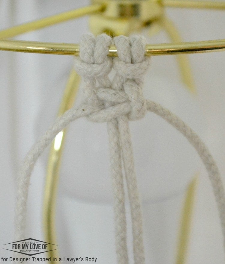 THIS IS AWESOME! Learn to make a DIY macrame lamp shade for a boho chic look on a budget! Full tutorial by For My Love Of for Designer Trapped in a Lawyer’s Body. 