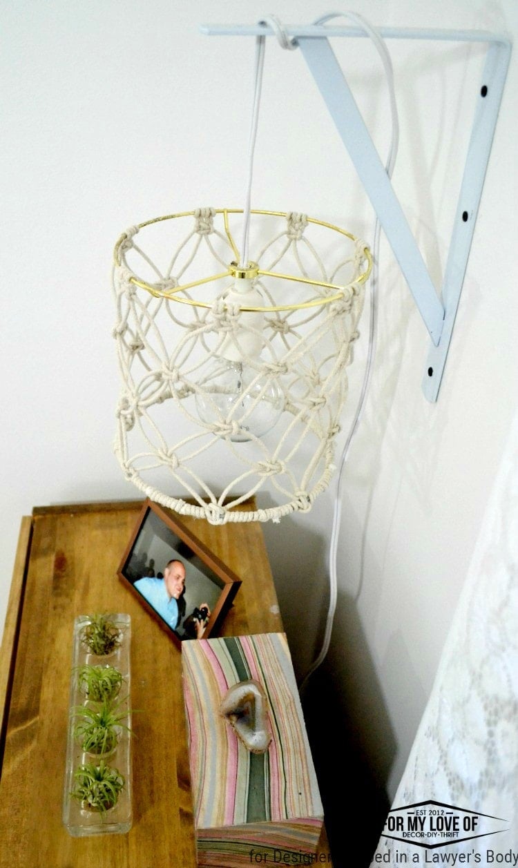 THIS IS AWESOME! Learn to make a DIY macrame lamp shade for a boho chic look on a budget! Full tutorial by For My Love Of for Designer Trapped in a Lawyer’s Body. 