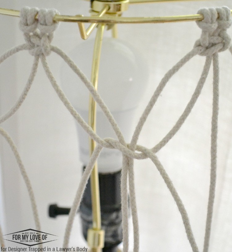 THIS IS AWESOME! Learn to make a DIY macrame lamp shade for a boho chic look on a budget! Full tutorial by For My Love Of for Designer Trapped in a Lawyer’s Body. 