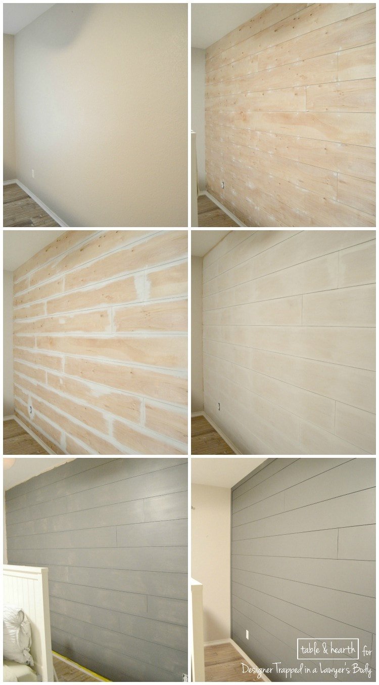 plank wall before and after