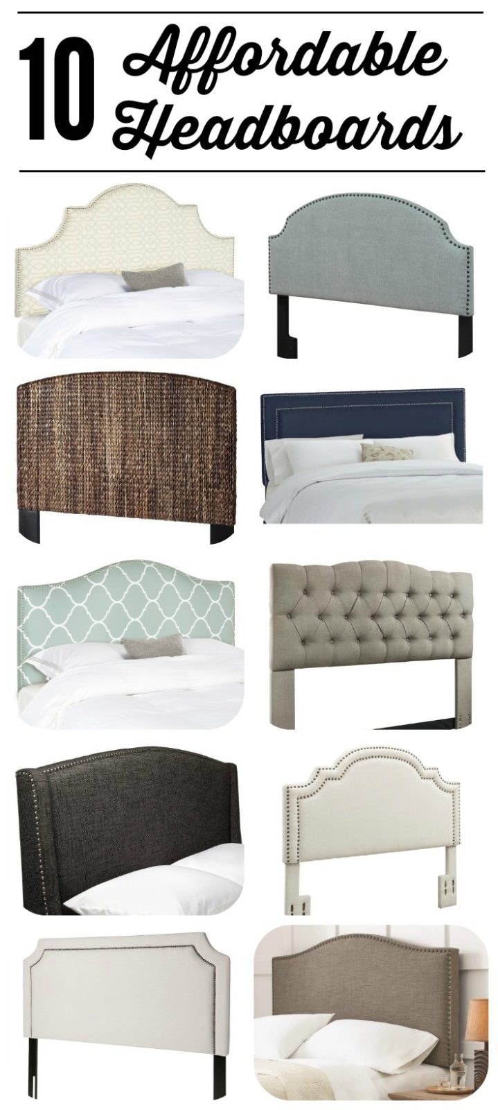 WOW! All of these gorgeous headboards are UNDER $300! Fabulous source list of affordable headboards by Designer Trapped in a Lawyer's Body.