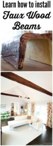 AH-MAZING! Learn how to install faux wood beams. They are affordable and STUNNING. Full tutorial by The Heathered Nest for Designer Trapped in a Lawyer's Body.