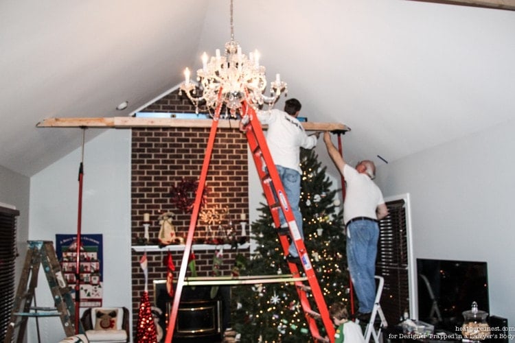 AH-MAZING! Learn how to install faux wood beams. They are affordable and STUNNING. Full tutorial by The Heathered Nest for Designer Trapped in a Lawyer's Body. 