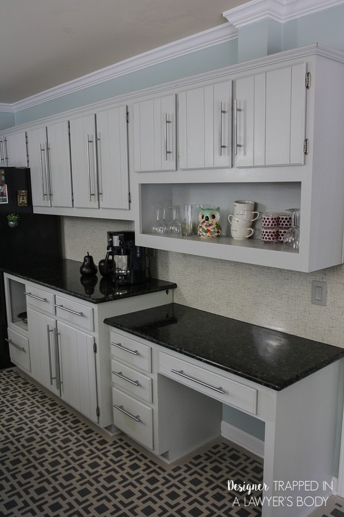 kitchen cabinets painted Seagull Gray by General Finishes