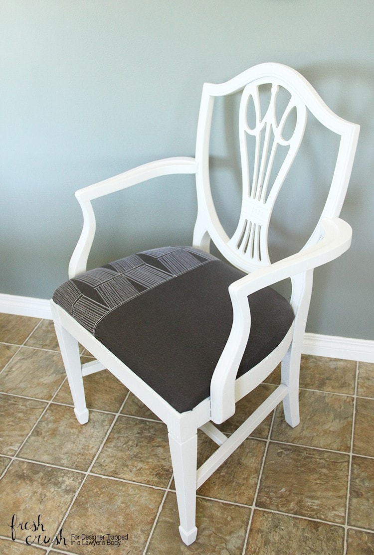 WHAT?! You gotta see what she used instead of fabric, for this fun dining chair makeover! Get Grandma's tired old set out of storage, and into this century! Full Tutorial by Fresh Crush for Designer Trapped in a Lawyer's Body.