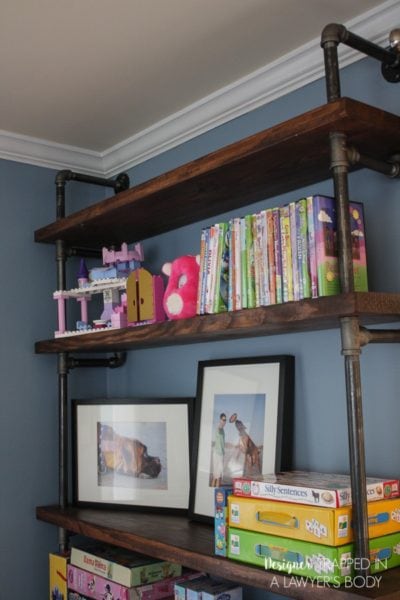 DIY Pipe Shelves and Built-In Desks