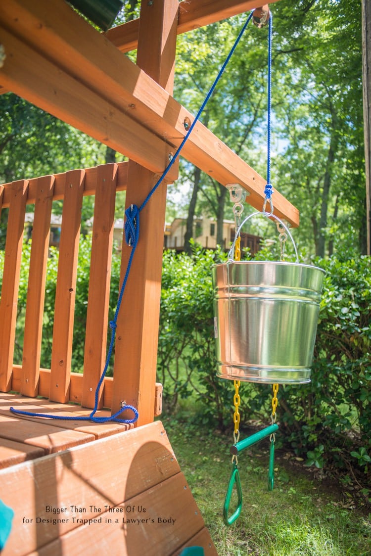 Add a bucket and pulley to a playset in just a few easy steps!