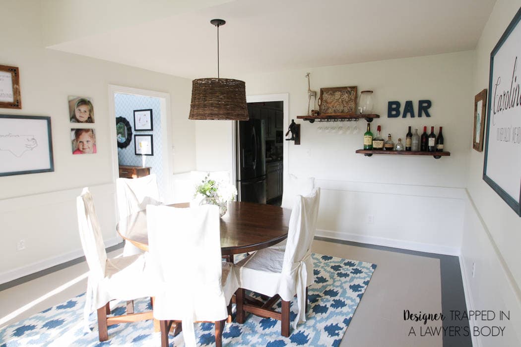 AMAZING, budget-friendly dining room makeover by Designer Trapped in a Lawyer's Body! There is so much texture and interest, and it didn't break the bank!