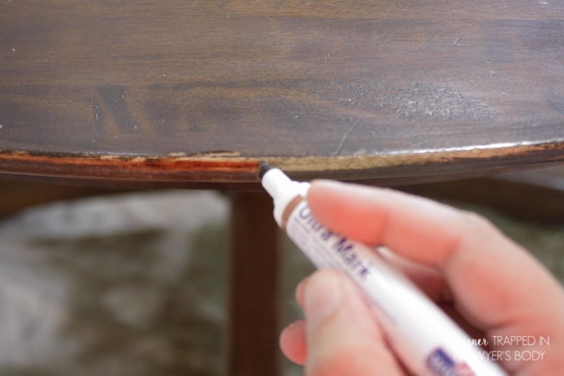 furniture marker on table edge