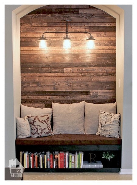 Reading Nook with Wood Plank Wall