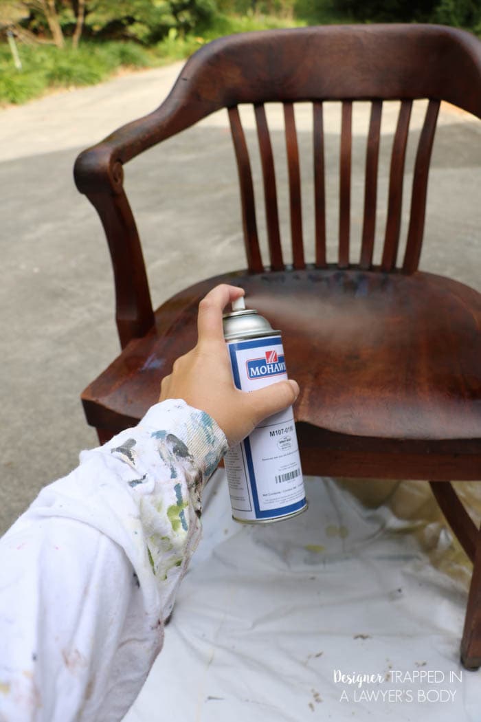 THIS IS AWESOME! Learn how to refinish wood chairs without sanding or stripping the existing finish. Full tutorial by Designer Trapped in a Lawyer's Body. #spon