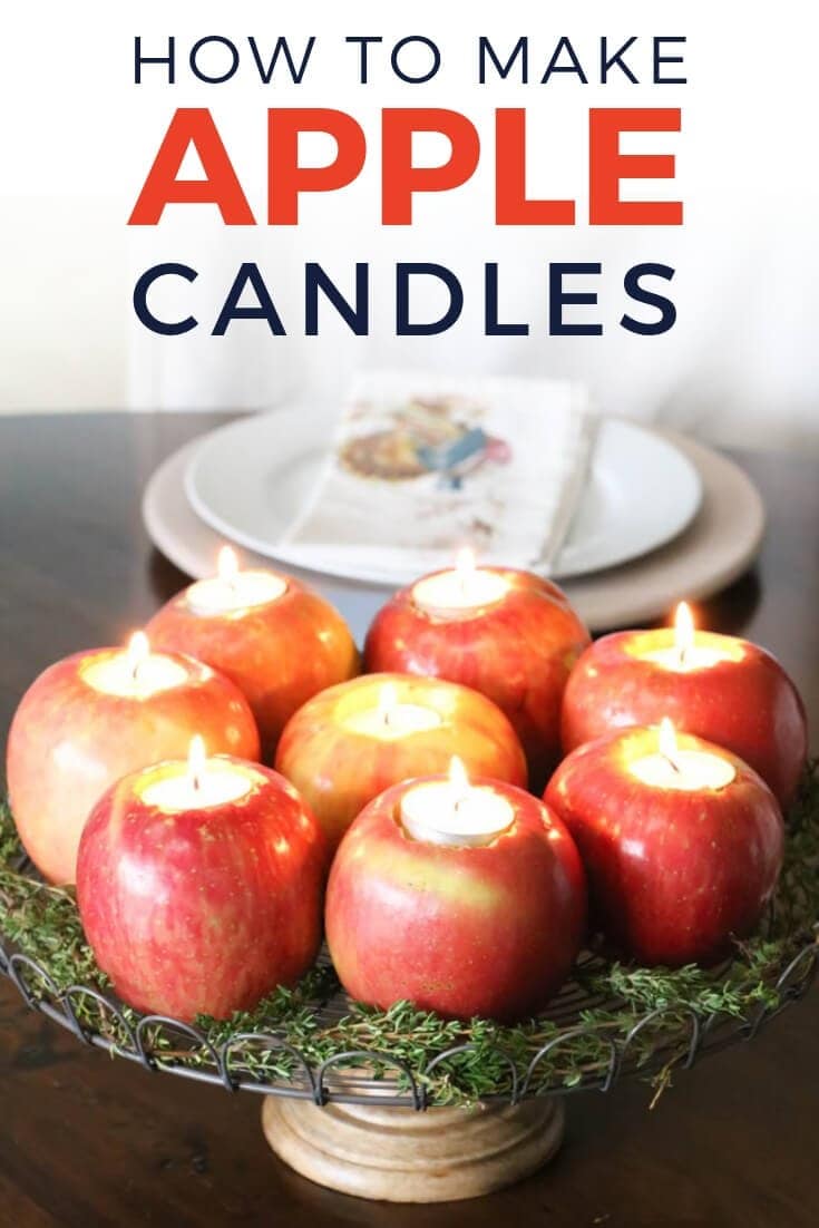 DIY apple tea light candle holders