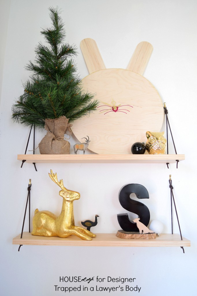 LOVE THIS! This DIY shelving using wood and leather is absolutely fabulous, and so easy to make. Great beginner project. Full tutorial by Houseologie for Designer Trapped in a Lawyer's Body.
