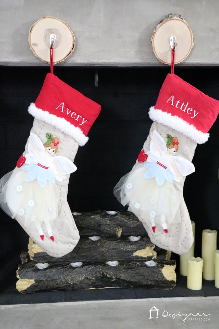 wood slice stocking hangers