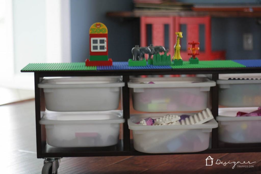 Awesome Ikea Hack! Make your own DIY lego table with this simple Ikea Hack. Perfect lego storage for your kids! Full tutorial from Designer Trapped in a Lawyer's Body.