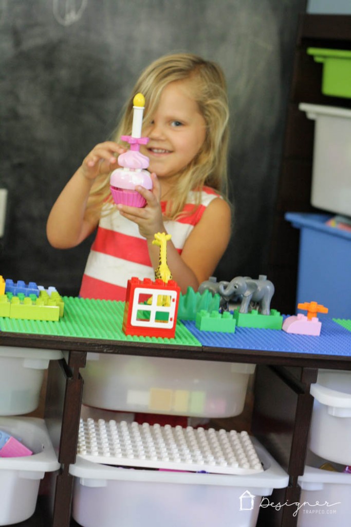 Awesome Ikea Hack! Make your own DIY lego table with this simple Ikea Hack. Perfect lego storage for your kids! Full tutorial from Designer Trapped in a Lawyer's Body.