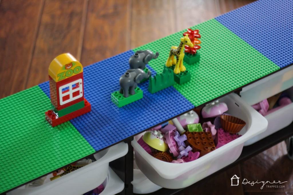 Awesome Ikea Hack! Make your own DIY lego table with this simple Ikea Hack. Perfect lego storage for your kids! Full tutorial from Designer Trapped in a Lawyer's Body.