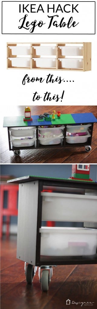 Awesome Ikea Hack! Make your own DIY lego table with this simple Ikea Hack. Perfect lego storage for your kids! Full tutorial from Designer Trapped in a Lawyer's Body.