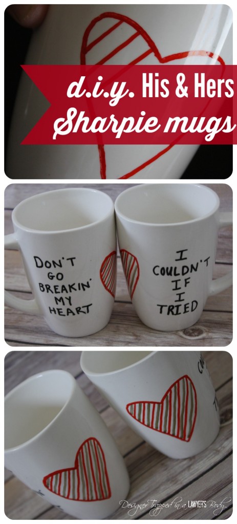 OMG! I love these DIY His and Hers mugs by Designer Trapped in a Lawyer's Body! Full tutorial included. They are easy and ADORABLE!!!