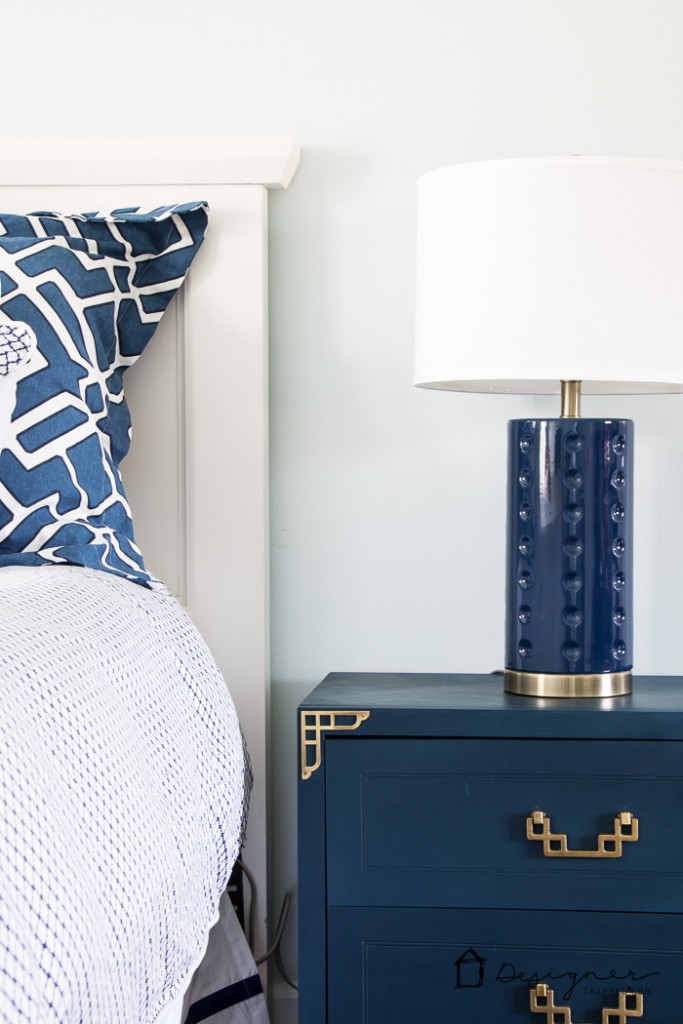 DIY furniture makeover! BEAUTIFUL Campaign bedside table makeover! This blogger scored an entire furniture set for a bargain and gave it new life with some paint and TLC.