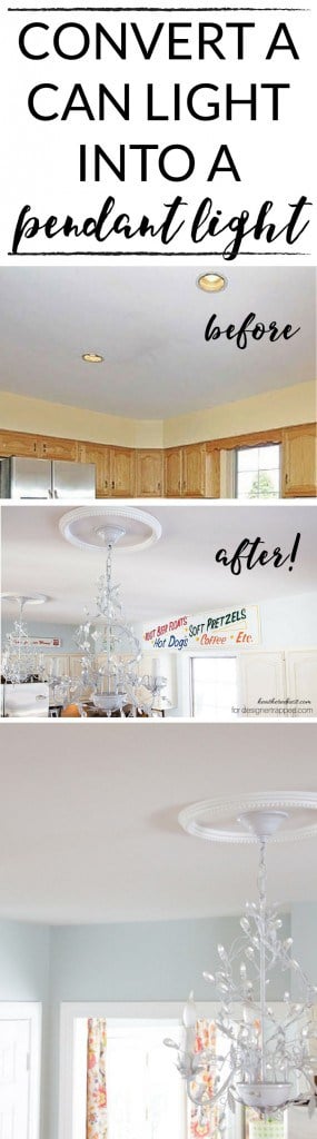 This is AWESOME! You can easily convert a recessed light to a pendant light with this tutorial by The Heathered Nest for designertrapped.com! 