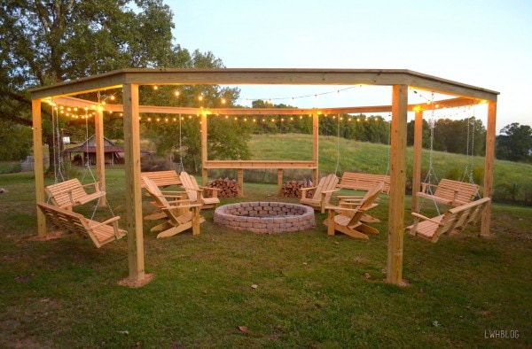 Best list of DIY outdoor projects I have seen on Pinterest. Love that Pergola with swings!