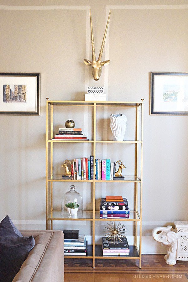 gold shelf hack from IKEA Vittsjo