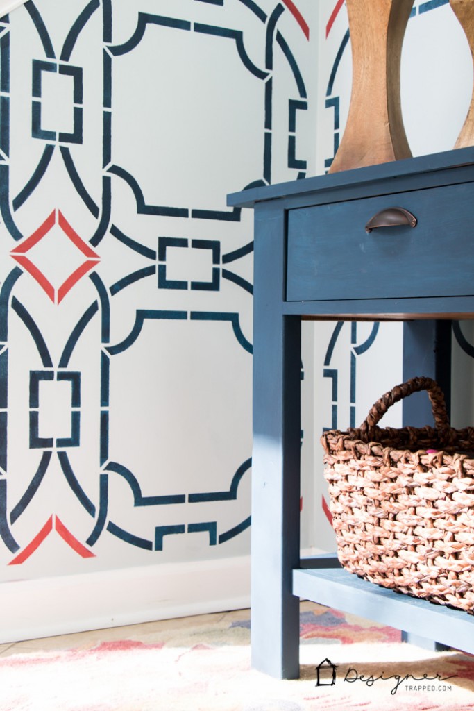 Love the look of wallpaper, but don't want to commit? Learn how to stencil for a BIG impact! Love the stencil this blogger used.