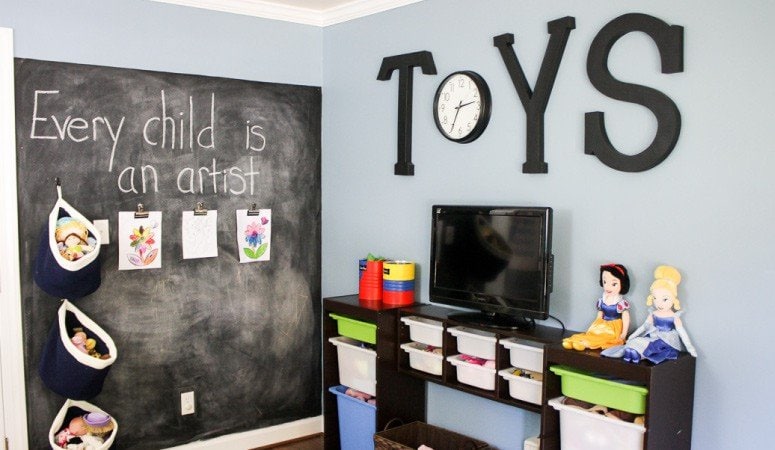 A kids' playroom doesn't have to be overly cutesy. Love the playroom decor ideas this blogger used!