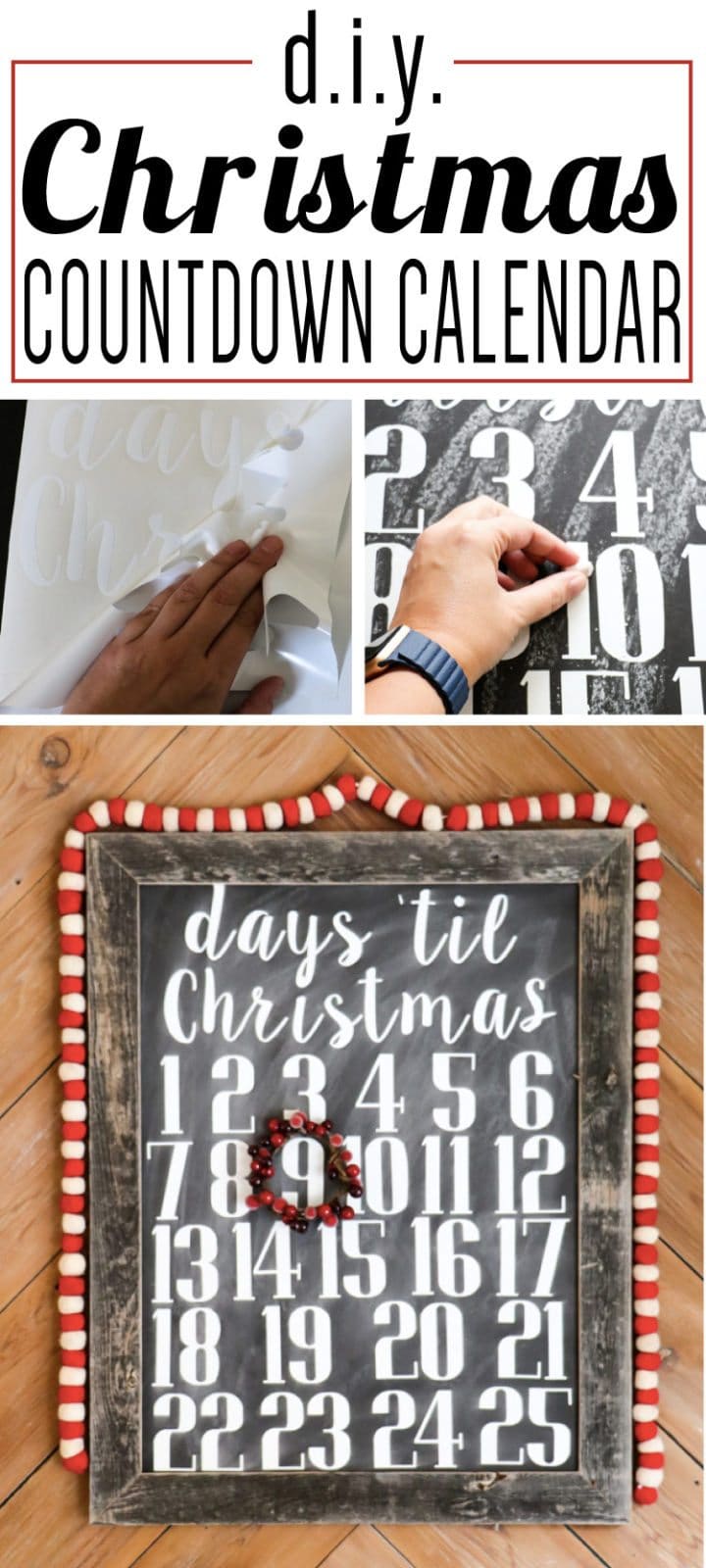 OMG, I love this DIY Christmas countdown calendar and it looks so easy to make! The fact that it's a chalkboard sign as well is just perfect.